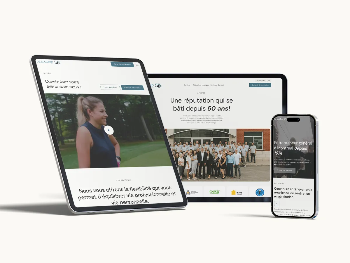 Site web Entrepreneur général J.G. Lessard — réalisation TactikMedia