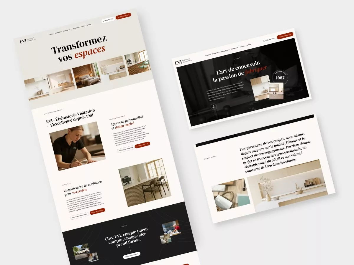 Site web EVI Ébénisterie — réalisation TactikMedia
