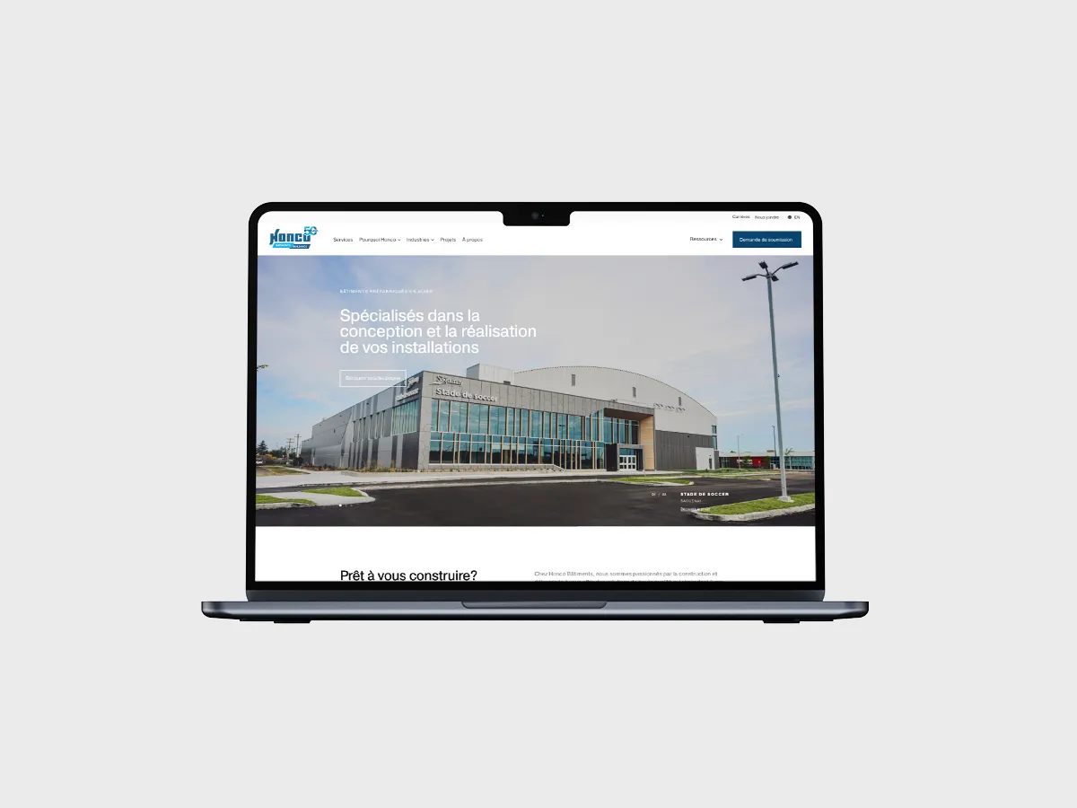 Site web Honco Bâtiments (Groupe Honco) — réalisation TactikMedia